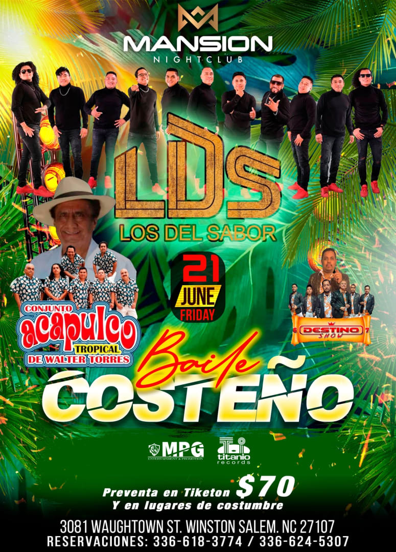 Event - Baile Costeño - Los Del Sabor, Conjunto Acapulco & Mas - Winston-Salem, NC - Fri, June 21, 2024} | concert tickets