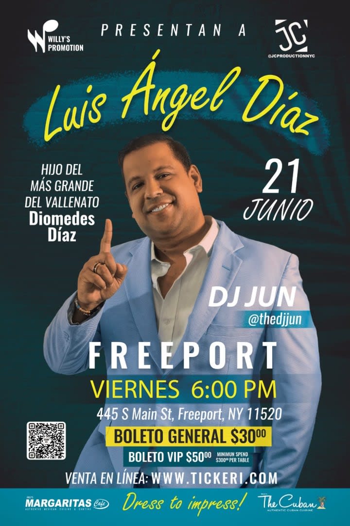 Event - Luis Angel Diaz En Margaritas Cafe Freeport - Freeport, Ny - Fri, June 21, 2024} | concert tickets