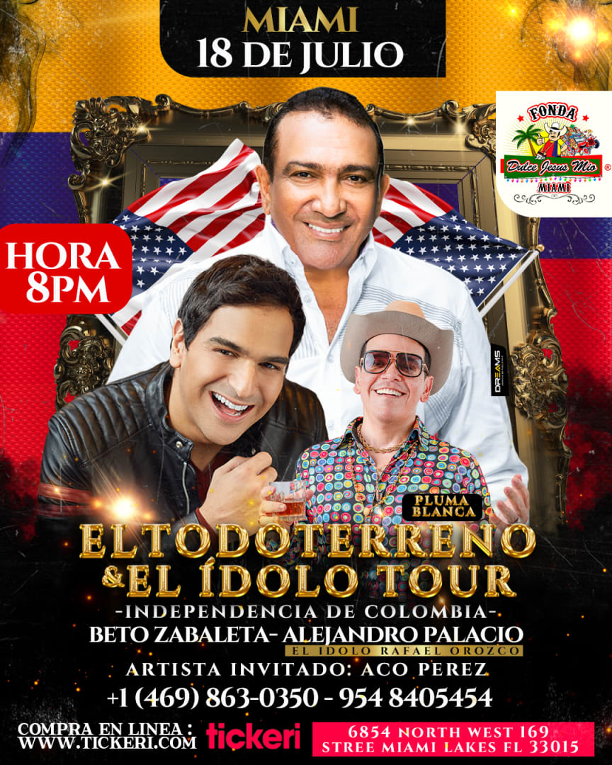 Event - EL TODO TERRENO BETO ZABALETA Y EL IDOLO TOUR ALEJANDRO PALACIO EN VIVO ! - Hialeah, FL - jue, 18 de julio de 2024} | concert tickets