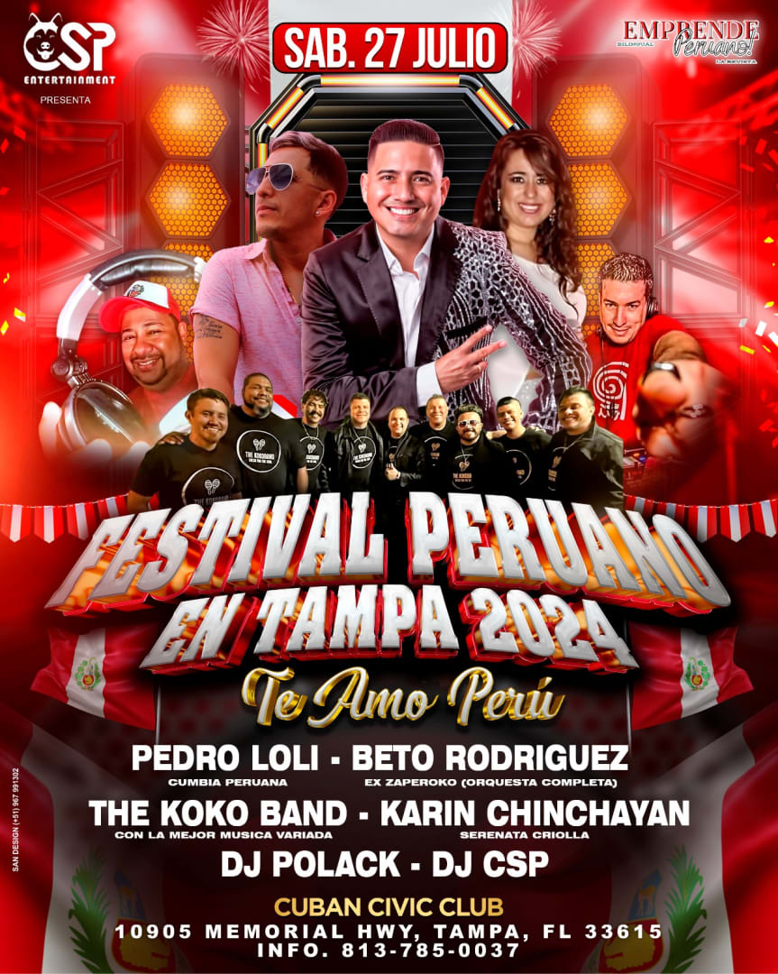 Event - FESTIVAL PERUANO DE TAMPA "TE AMO PERU" 2024 - Tampa, FL - sáb, 27 de julio de 2024} | concert tickets