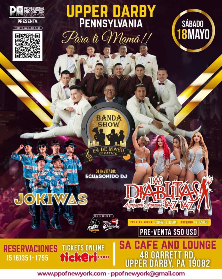 Event - Banda 24 de Mayo/Las Diablitas/JokiwasPara ti Mamá Pennsylvania  - Upper Darby , PA - Sat, May 18, 2024} | concert tickets