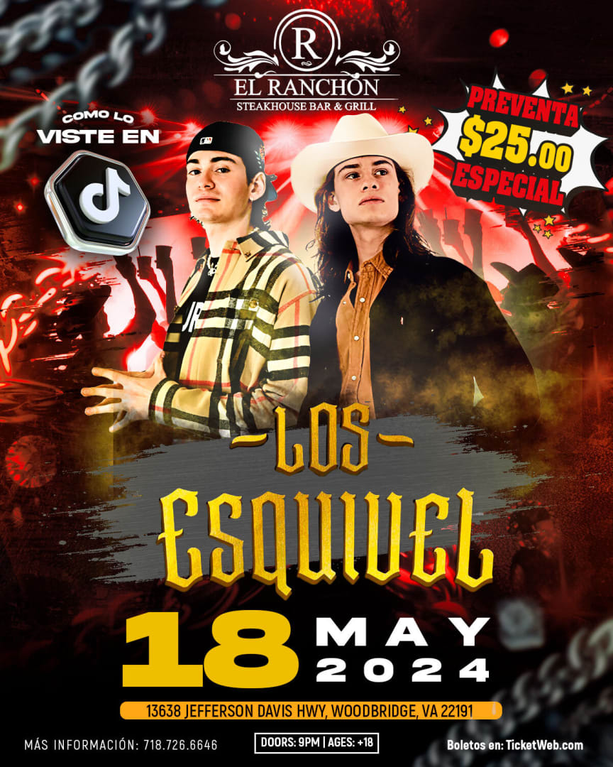 Event - Los Esquivel  - Woodbridge, VA - sáb, 18 de mayo de 2024} | concert tickets