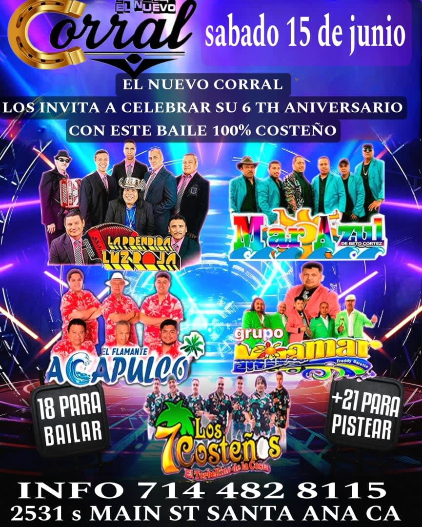 Event - ANIVERSARIO  DEL NUEVO CORRAL  - Santa Ana, CA - sáb, 15 de junio de 2024} | concert tickets