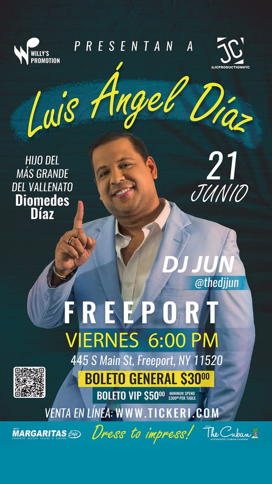 Event - Luis Angel Diaz En Margaritas Cafe Freeport - Freeport, Ny - vie, 21 de junio de 2024} | concert tickets