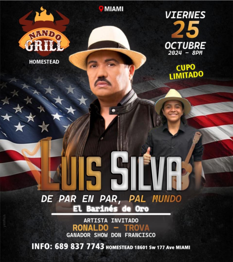 Event - LUIS SILVA , EL BARINES DE ORO  - Miami, FL - vie, 25 de octubre de 2024} | concert tickets