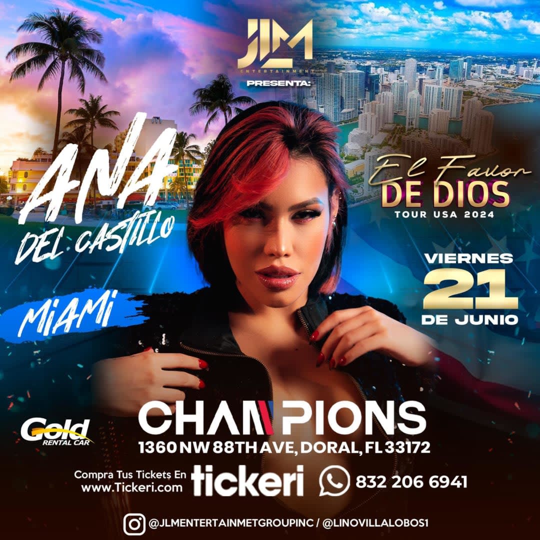 Event - ANA DEL CASTILLO "Por Primera Vez" ¡EN CONCIERTO! - Miami (Florida) - Doral, FL - Fri, June 21, 2024} | concert tickets
