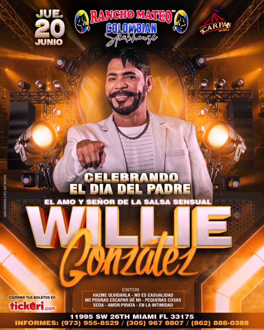 Event - Willie Gonzalez en concierto Celebrando el Dia del Padre - Miami, FL - jue, 20 de junio de 2024} | concert tickets