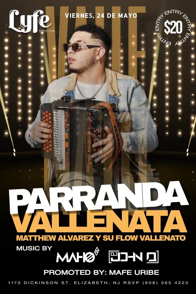 Event - PARRANDA VALLENATA - Elizabeth, NJ - Fri, May 24, 2024} | concert tickets