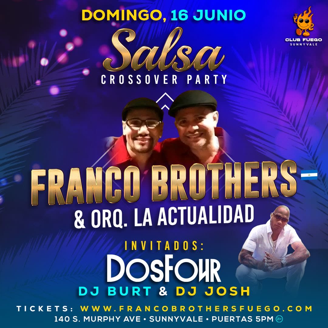 Event - Salsa Sunday - Franco Brothers y Orquesta Actualidad - Sunnyvale, CA - dom, 16 de junio de 2024} | concert tickets