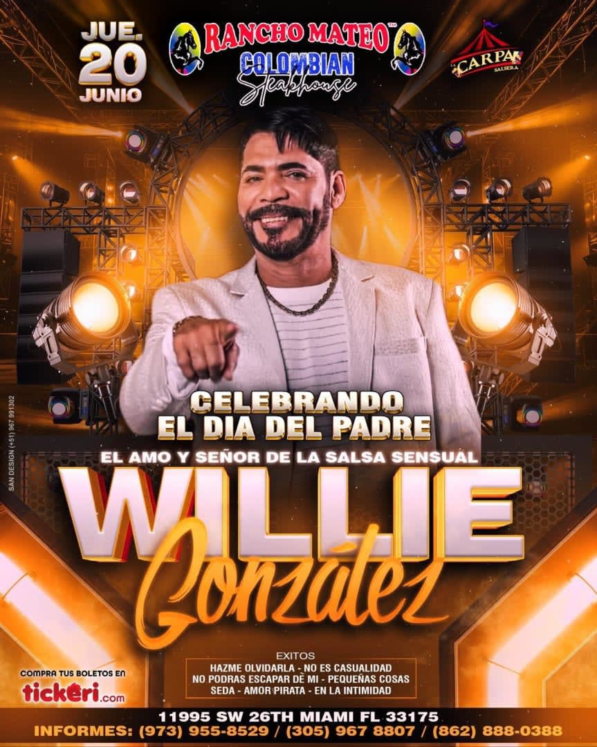 Event - WILLIE GONZALEZ EN CONCIERTO ! - Miami, FL - jue, 20 de junio de 2024} | concert tickets