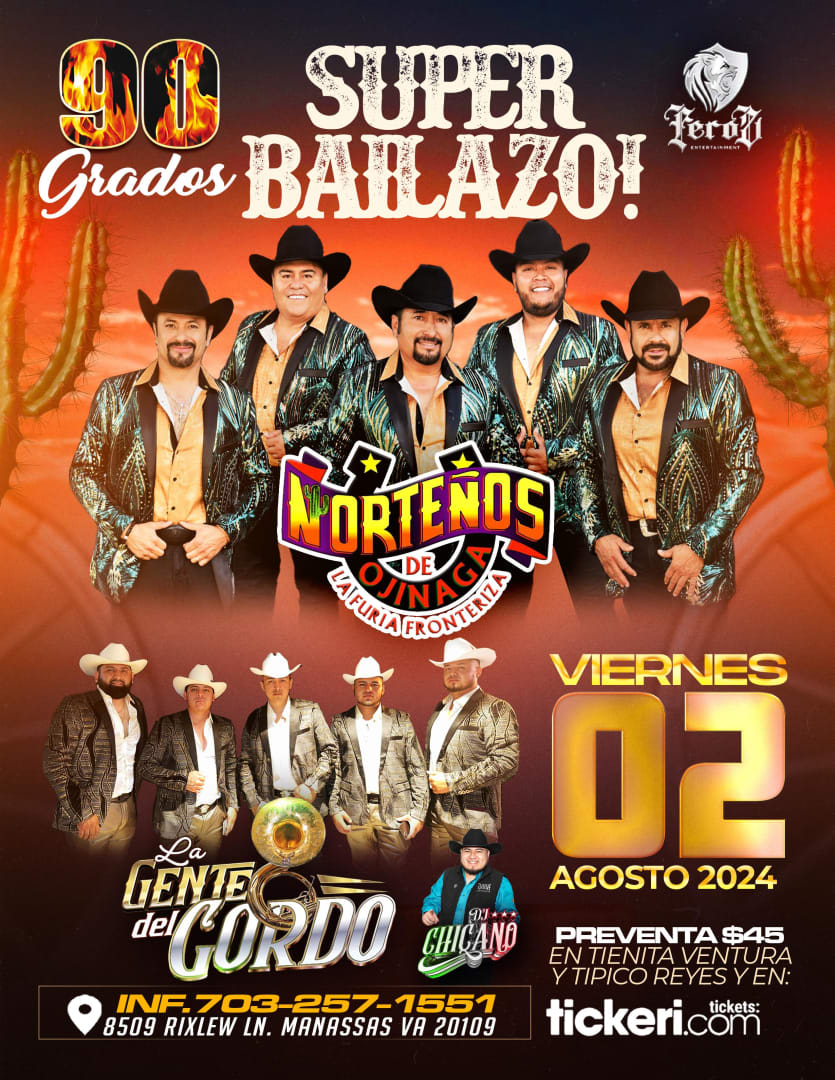 Event - NORTEÑOS DE OJINAGA LA FUERIA FRONTERIZA & LA GENTE DEL CORDO  - Manassas, VA - Fri, August 2, 2024} | concert tickets