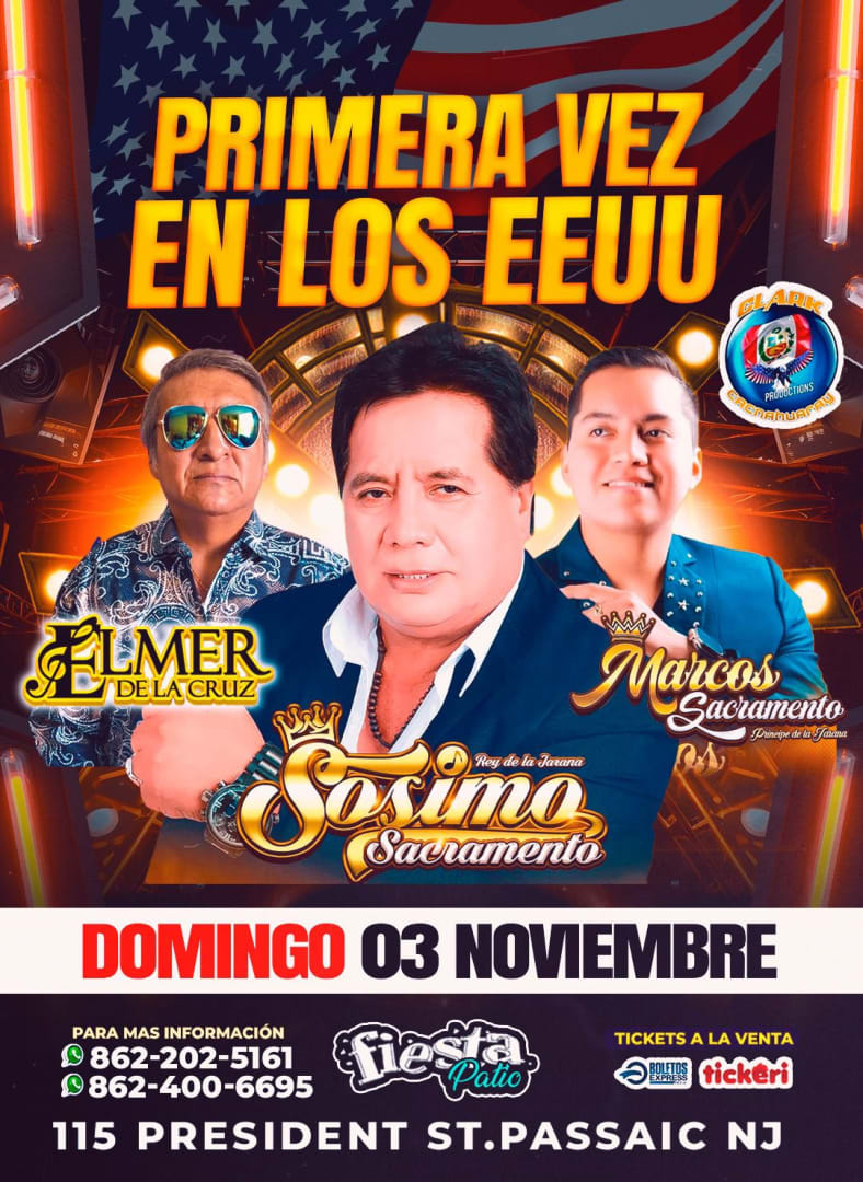 Event - ELMER DE LA CRUZ , SOZIMO SACRAMENTO , MARCO SACRAMENTO EN VIVO ! - Passaic, NJ - Sun, November 3, 2024} | concert tickets