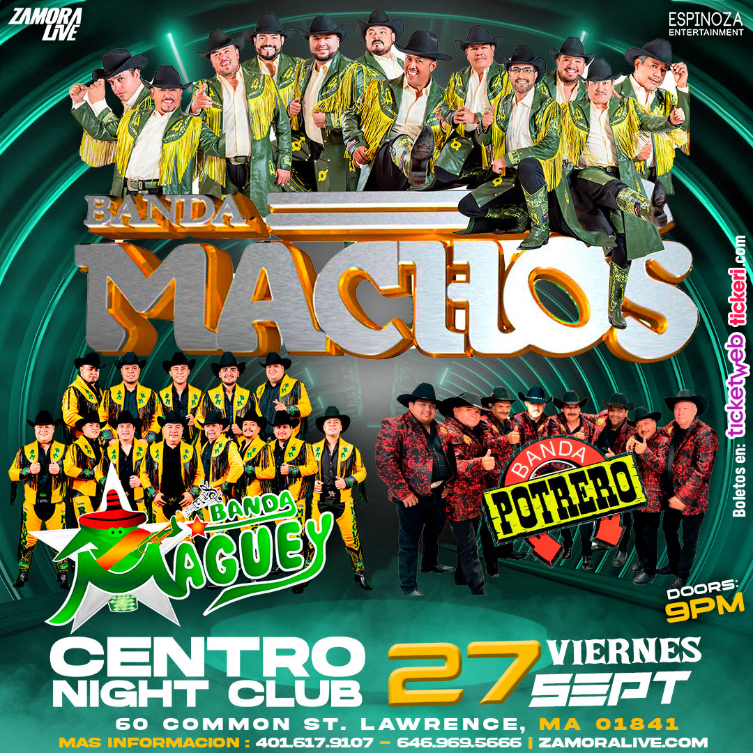 Event - BANDA MACHOS, BANDA MAGUEY, BANDA POTRERO en Lawrence, Ma - Lawrence, MA - vie, 27 de septiembre de 2024} | concert tickets