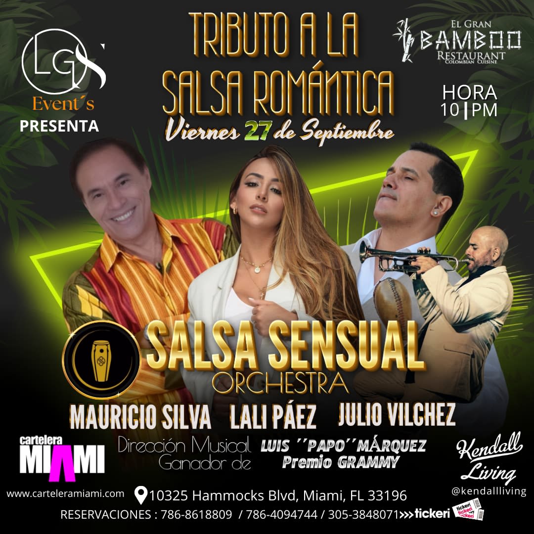 Event - TRIBUTO A LA SALSA ROMÁNTICA..de los´90 - Miami, FL - vie, 27 de septiembre de 2024} | concert tickets