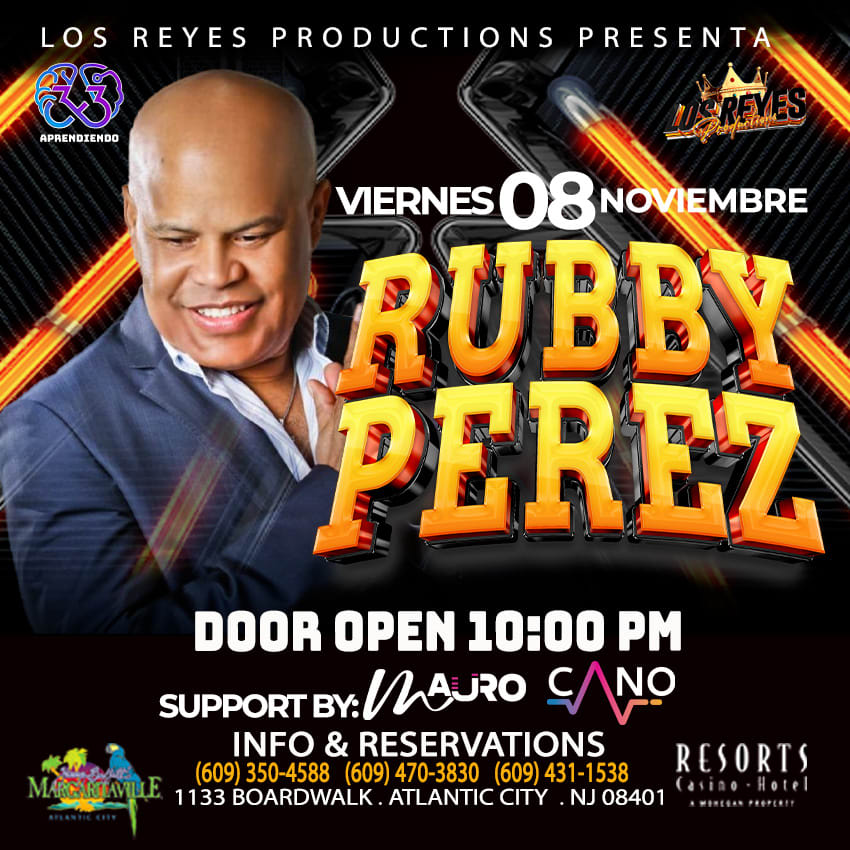 Event - RUBBY PEREZ - Atlantic City, NJ - vie, 8 de noviembre de 2024} | concert tickets