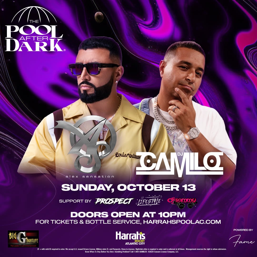 Event - Columbus Day Weekend DJ Camilo Live With Alex Sensation At Harrahs Resort - Atlantic City, NJ - dom, 13 de octubre de 2024} | concert tickets