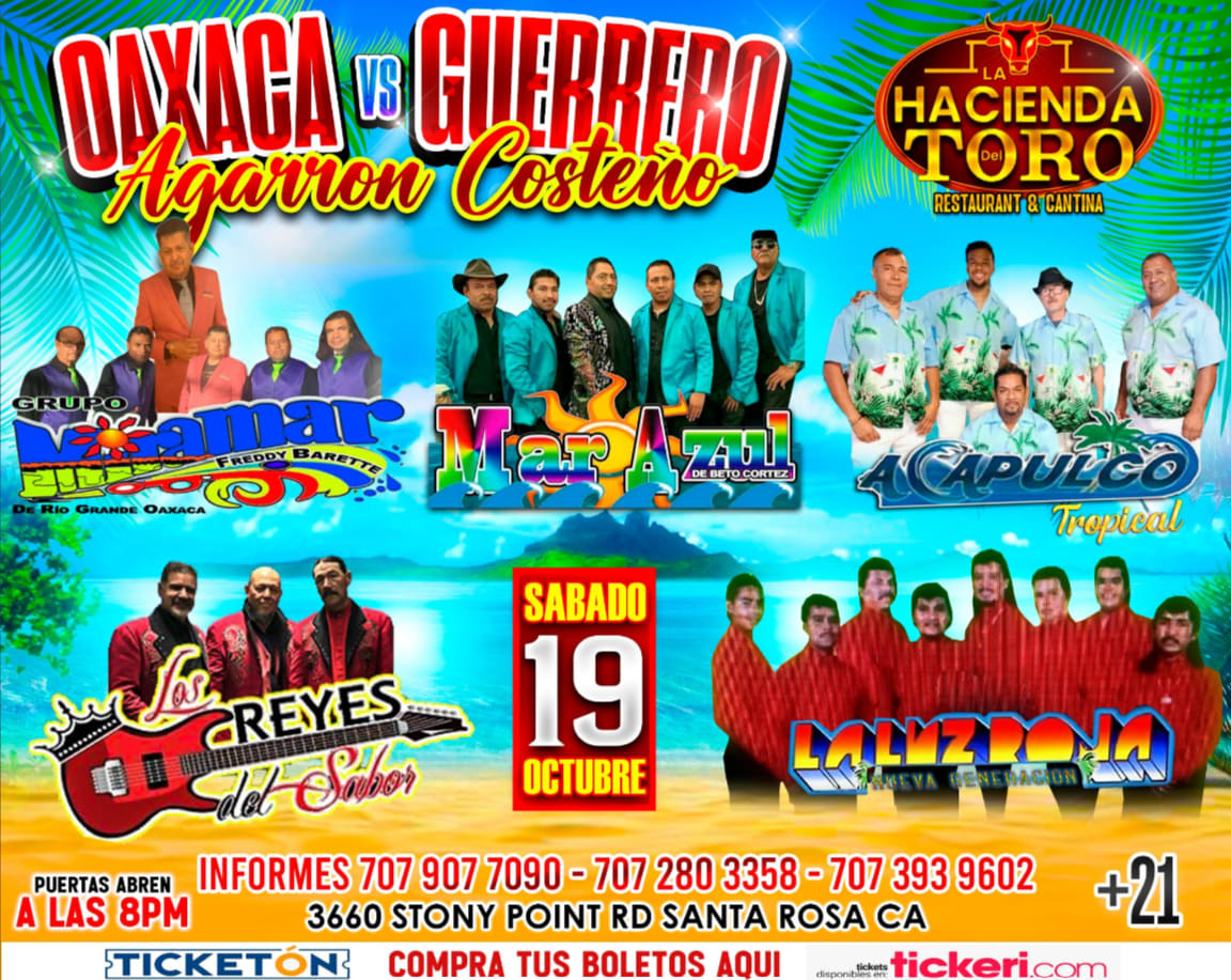 Event - GRUPO MIRAMAR , MAR AZUL , ACAPULCO TROPICAL , LOS REYES DEL SABOR, LA LUZ ROJA EN VIVO ! - Santa Rosa, CA - sáb, 19 de octubre de 2024} | concert tickets