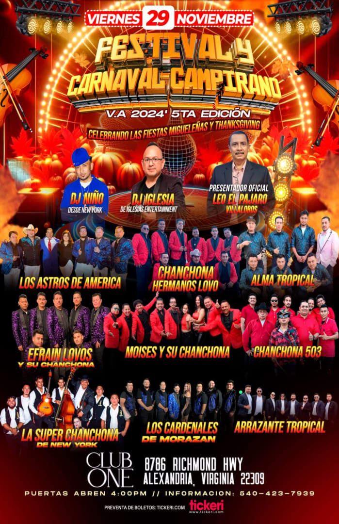 Event - FESTIVAL Y CARNAVAL CAMPIRANO 2024 - Alexandria, VA - vie, 29 de noviembre de 2024} | concert tickets