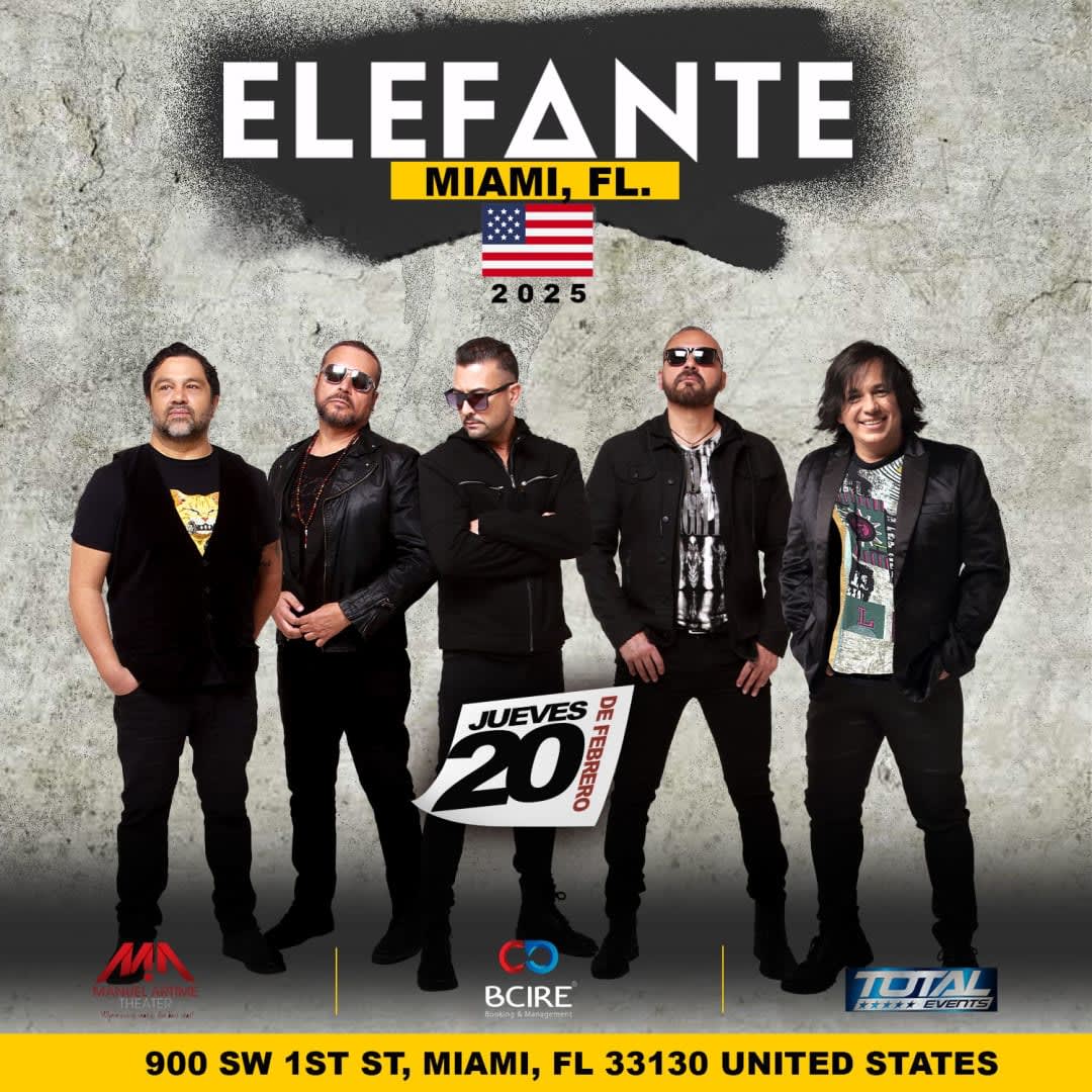 ELEFANTE EN CONCIERTO EN MIAMI Tickets Boletos at Manuel Artime Theater
