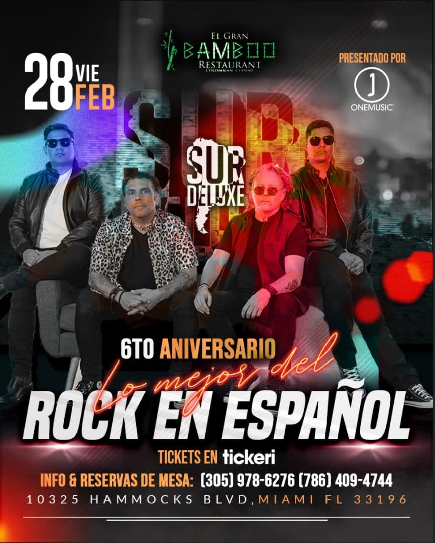 Rock en Español en Miami 6to Aniversario de SurDeluxe Tickets Boletos