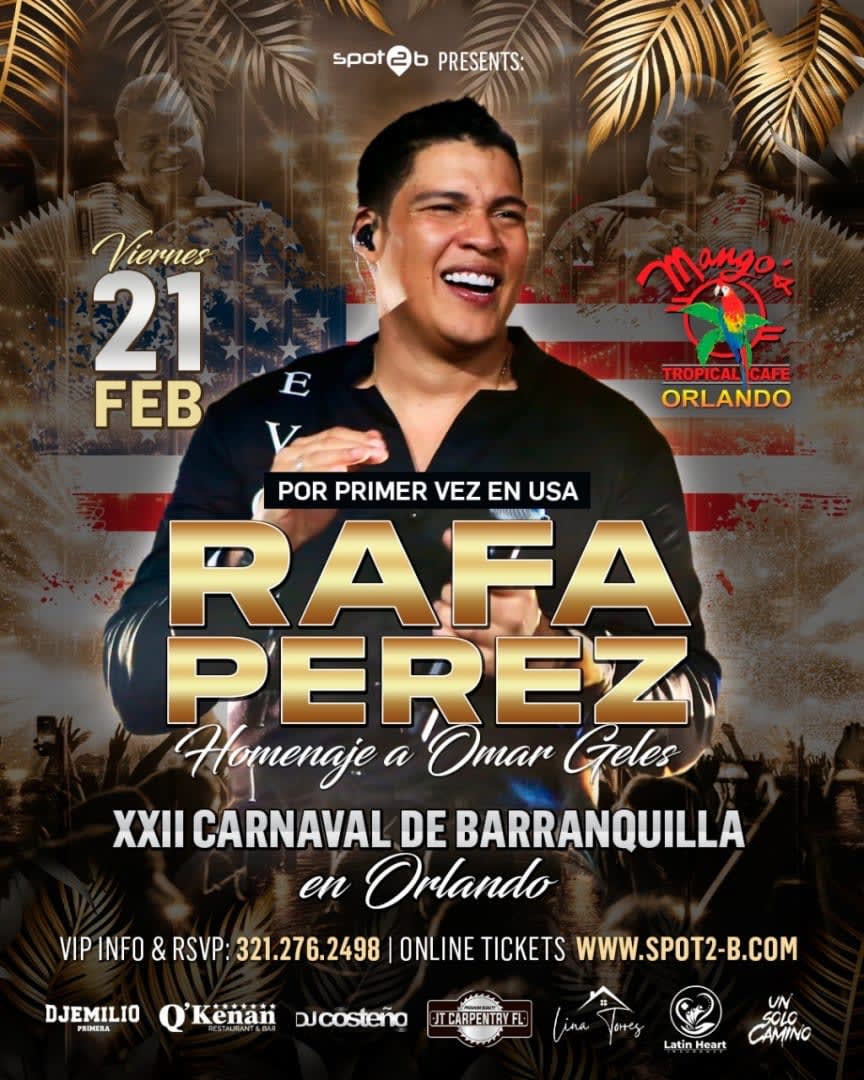 Rafa Perez en Orlando, Fl Carnaval de Barranquilla 2025 Tickets Boletos