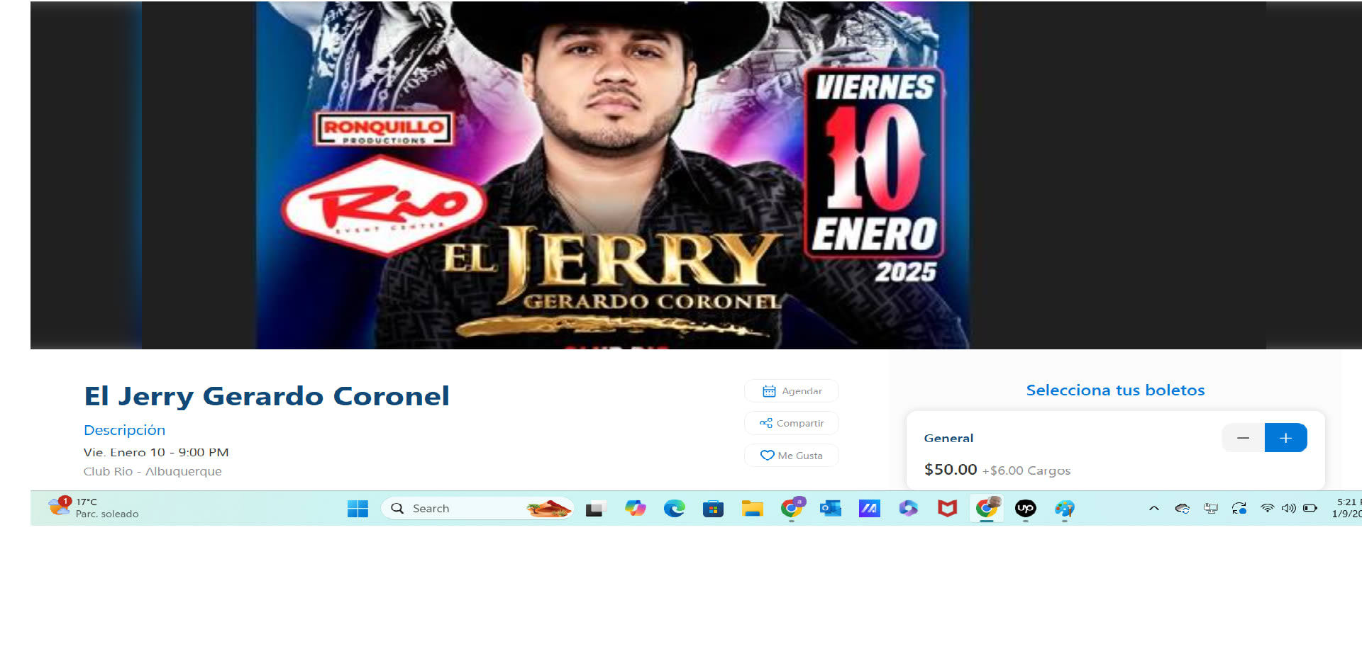 El Jerry Gerardo Coronel Tickets Boletos at CLUB RIO Albuquerque, NEW
