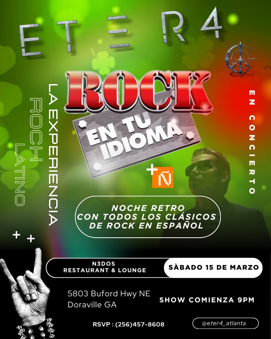 ETER4 en concierto! Esta noche!! Tickets Boletos at N3dos Restaurant & Lounge Atlanta,