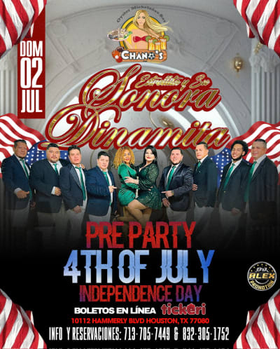 Event - Celebrando 4 De Julio Dia De La Independencia Estrellita y Su Sonora Dinamita - Houston, Texas - 2 de julio de 2023 | concert tickets