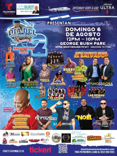 Event - Dia Del Salvadoreño en Houston 2023 - Houston, Texas - 6 de agosto de 2023 | concert tickets