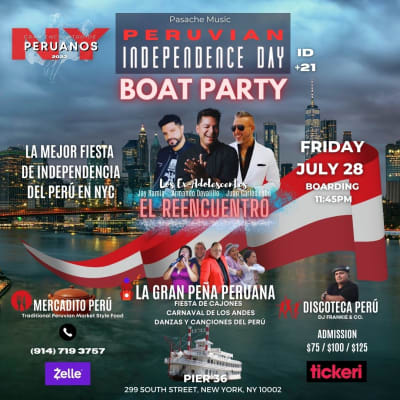 Event - FIESTA DE INDEPENDENCIA DEL PERÚ. MIDNIGHT CELEBRATION JULY 28 11:45pm.  GRAN ENCUENTRO DE PERUANOS en NEW YORK - New York, New York - July 28, 2023 | concert tickets