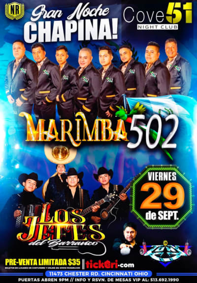 Event - MARIMBA 502 , LOS JEFES DEL BARRANCO EN VIVO ! - Cincinnati, Ohio - September 29, 2023 | concert tickets