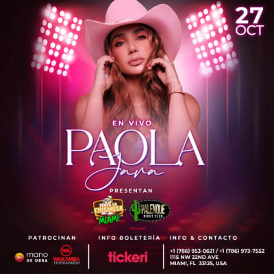 Event - PAOLA JARA EN CONCIERTO !  - Miami, Florida - October 27, 2023 | concert tickets