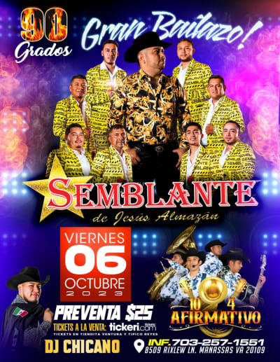 Event - SEMBLANTE DE JESUS ALMAZAN & 10 4 AFIRMATIVO - Manassas, Virginia - 6 de octubre de 2023 | concert tickets