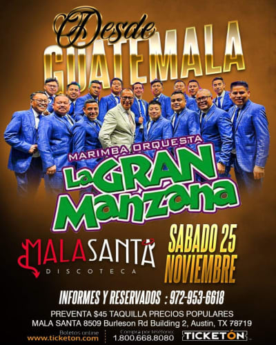 Event - MARIMBA ORQUESTA LA GRAN MANZANA  EN CONCIERTO !  AUSTIN - Austin, Texas - November 25, 2023 | concert tickets