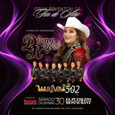 Event - DIANA REYES Y MARIMBA 502 EN CONCIERTO ! - Baltimore, Maryland - December 30, 2023 | concert tickets