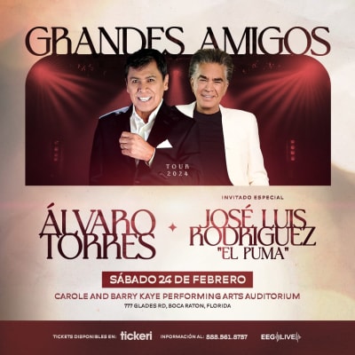 Event -  ALVARO TORRES & JOSE LUIS RODRIGUEZ "EL PUMA" - Boca Raton, Florida - February 24, 2024 | concert tickets