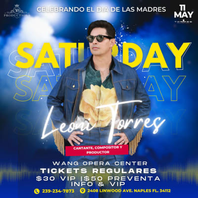 Event - Leonis Torres  - Naples, Florida - 11 de mayo de 2024 | concert tickets