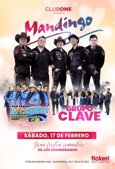 Event - MANDINGO , GRUPO MIRAMAR Y GRUPO CLAVE EN CONCIERTO ! - Alexandria, Virginia - February 17, 2024 | concert tickets