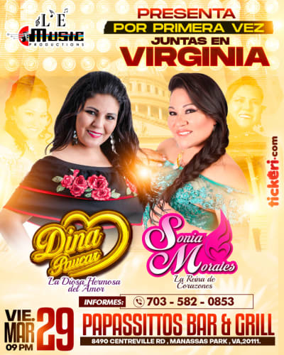 Event - SONIA MORALES y DINA PAUCAR en VIRGINIA - Manassas Park, Virginia - 29 de marzo de 2024 | concert tickets