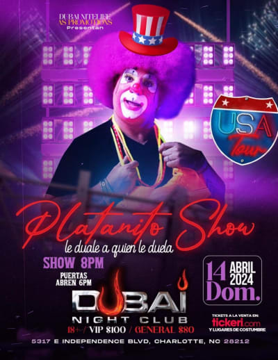 Event - Platanito Show Tour USA - Charlotte, North Carolina - 14 de abril de 2024 | concert tickets