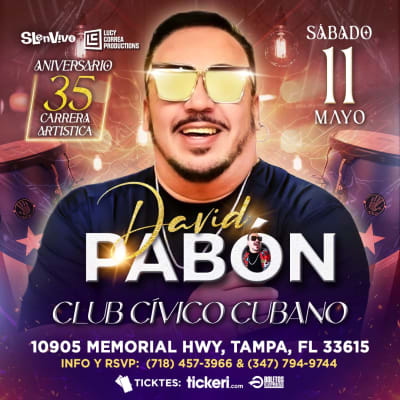 Event - DAVID PABON EN TAMPA,FL - Tampa, Florida - May 11, 2024 | concert tickets