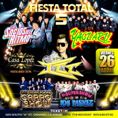 Event - LOS YAGUARU , LOS SOCIOS DEL RITMO , GRUPO ICC , INTERNACIONAL CARRO SHOW Y LOS VASKEZ EN OXNORD CA  - Oxnard, California - April 26, 2024 | concert tickets