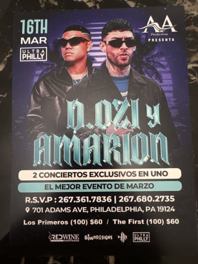 Event - D.OZI Y AMARION  - Philadelphia, Pennsylvania - 16 de marzo de 2024 | concert tickets