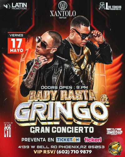 Event - BABY RASTA & GRINGO GRAN CONCIERTO ! - Phoenix, Arizona - 17 de mayo de 2024 | concert tickets