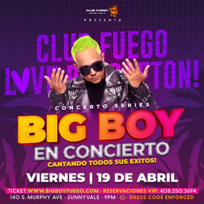 Event - Big Boy en concierto  - Sunnyvale, California - April 19, 2024 | concert tickets