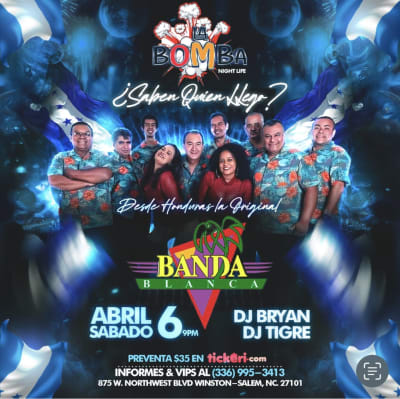 Event - BANDA BLANCA DESDE HONDURAS - Winston-Salem, North Carolina - 6 de abril de 2024 | concert tickets