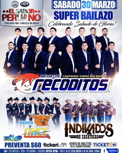 Event - Banda Recoditos, Grupo Lince, Indikados - Fairfield, Ohio - March 30, 2024 | concert tickets