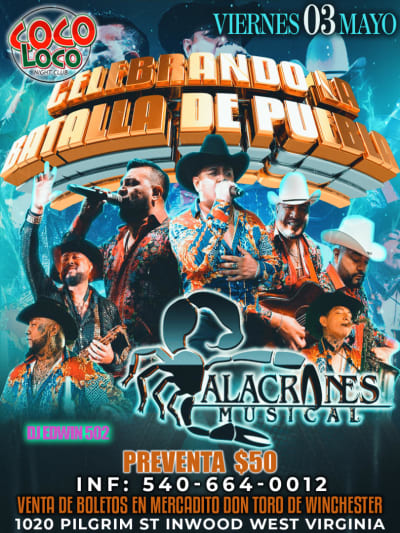 Event - ALACRANEES MUSICAL VIERNES 3 DE MAYO EN Inwood COCO LOCO  - Inwood, West Virginia - 3 de mayo de 2024 | concert tickets