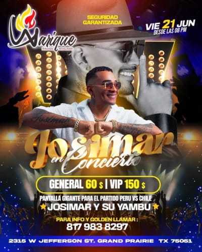 Event - Salsa Perucha con Josimar - Grand Prairie, Texas - June 21, 2024 | concert tickets