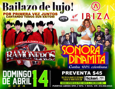 Event - La Sonora Dinamita, Los Ramoneros del Norte - CINCINNAT, Ohio - April 14, 2024 | concert tickets